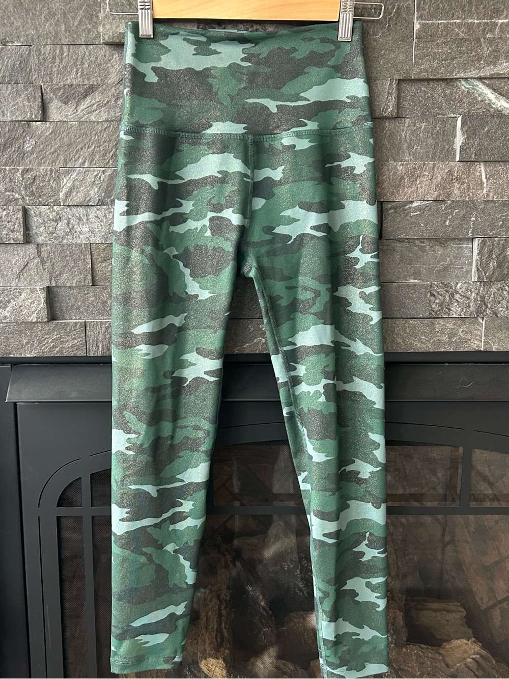 Beyond Yoga PowerShine Green Shimmer Camo Leggings